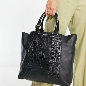 Paul Costello Leather Croc Detail Tote Bag